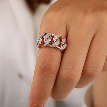 Half Cuban link Chain Fashion Wedding Ring