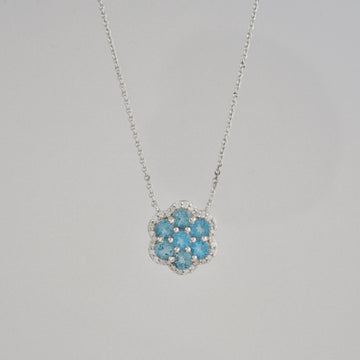 Aquamarine & Diamond Cluster Pendant Necklace