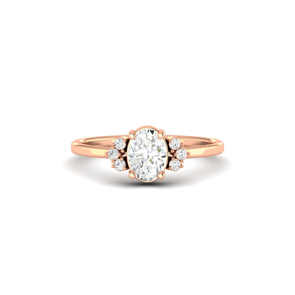 rose gold Oval Lab Grown Diamond Trio Cluster Ring