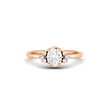 rose gold Oval Lab Grown Diamond Trio Cluster Ring