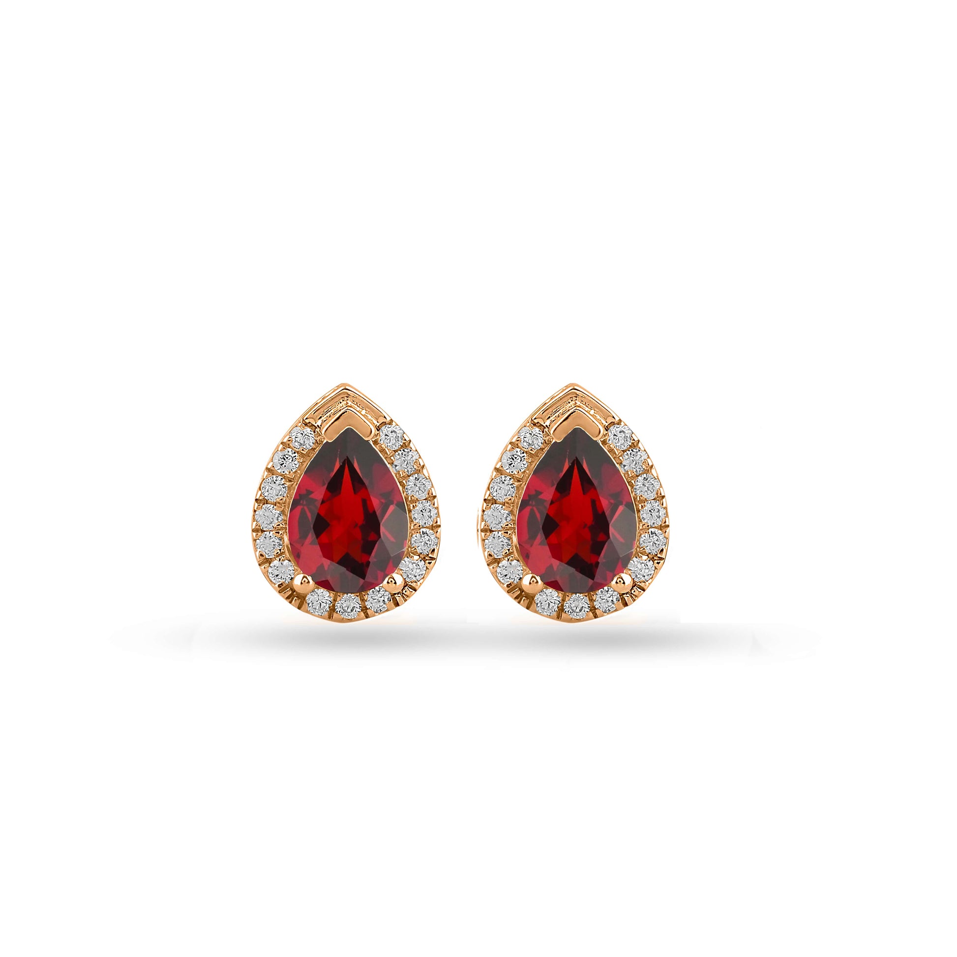 Garnet gemstone halo earrings