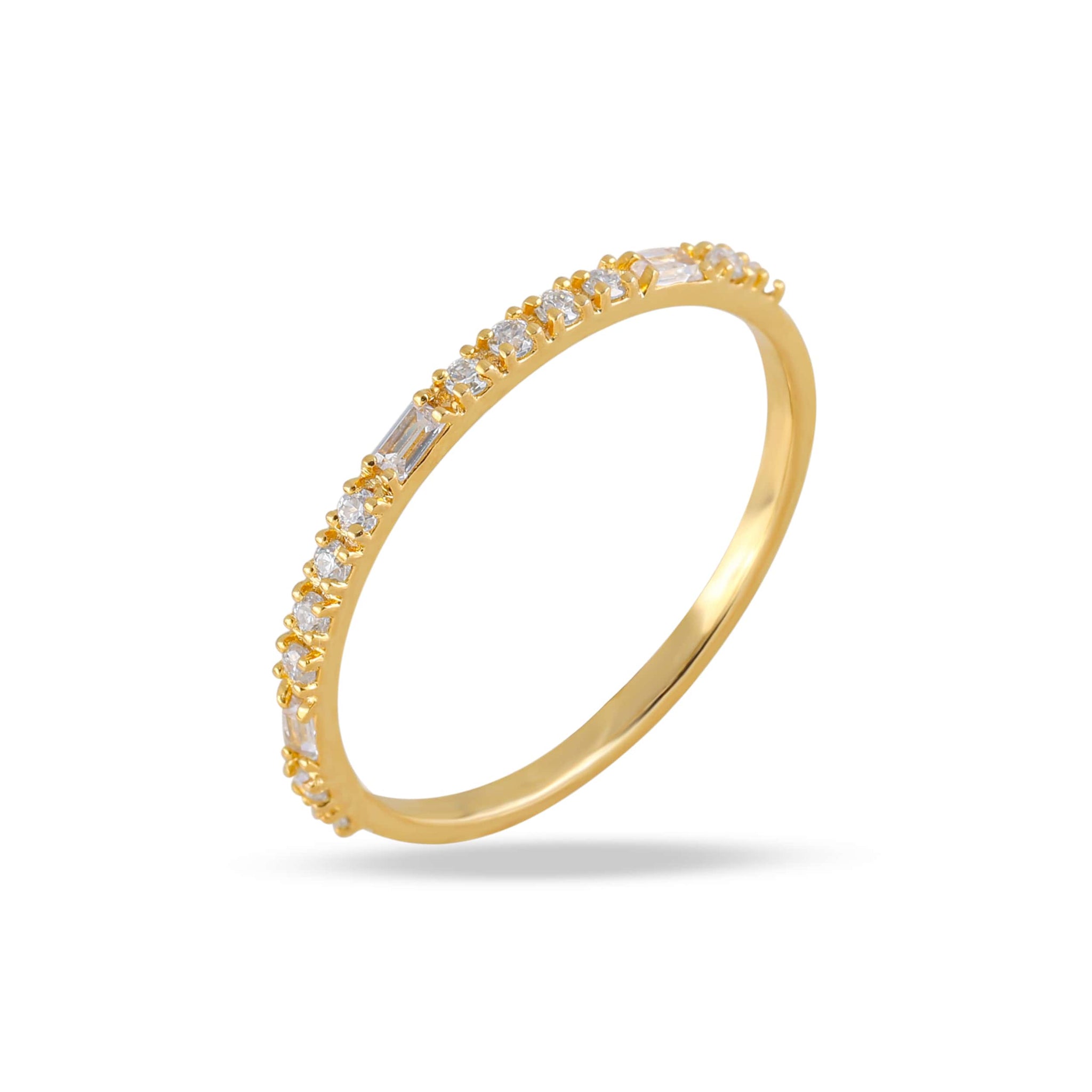 Baguette and Round diamond wedding band
