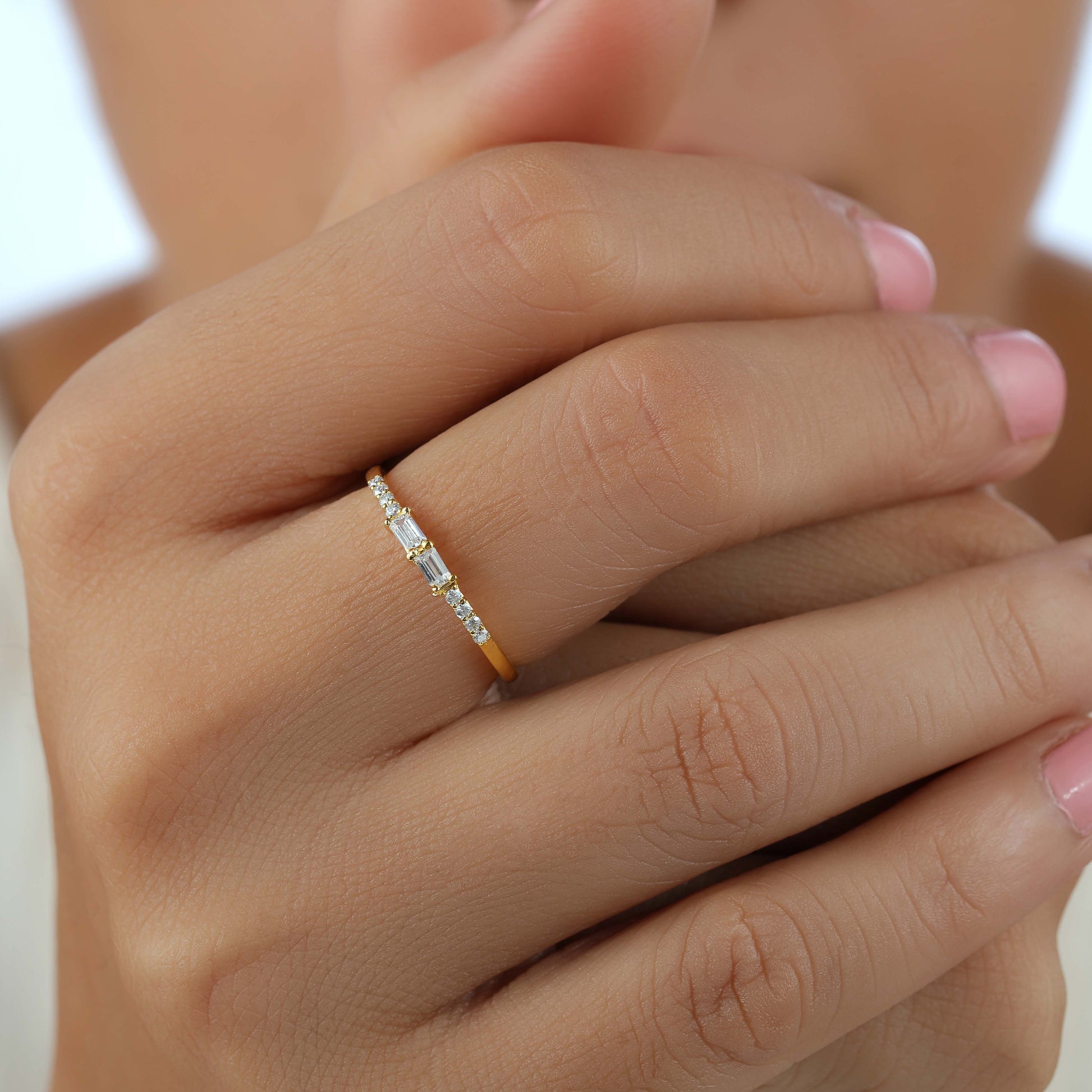 Baguette and diamond ring