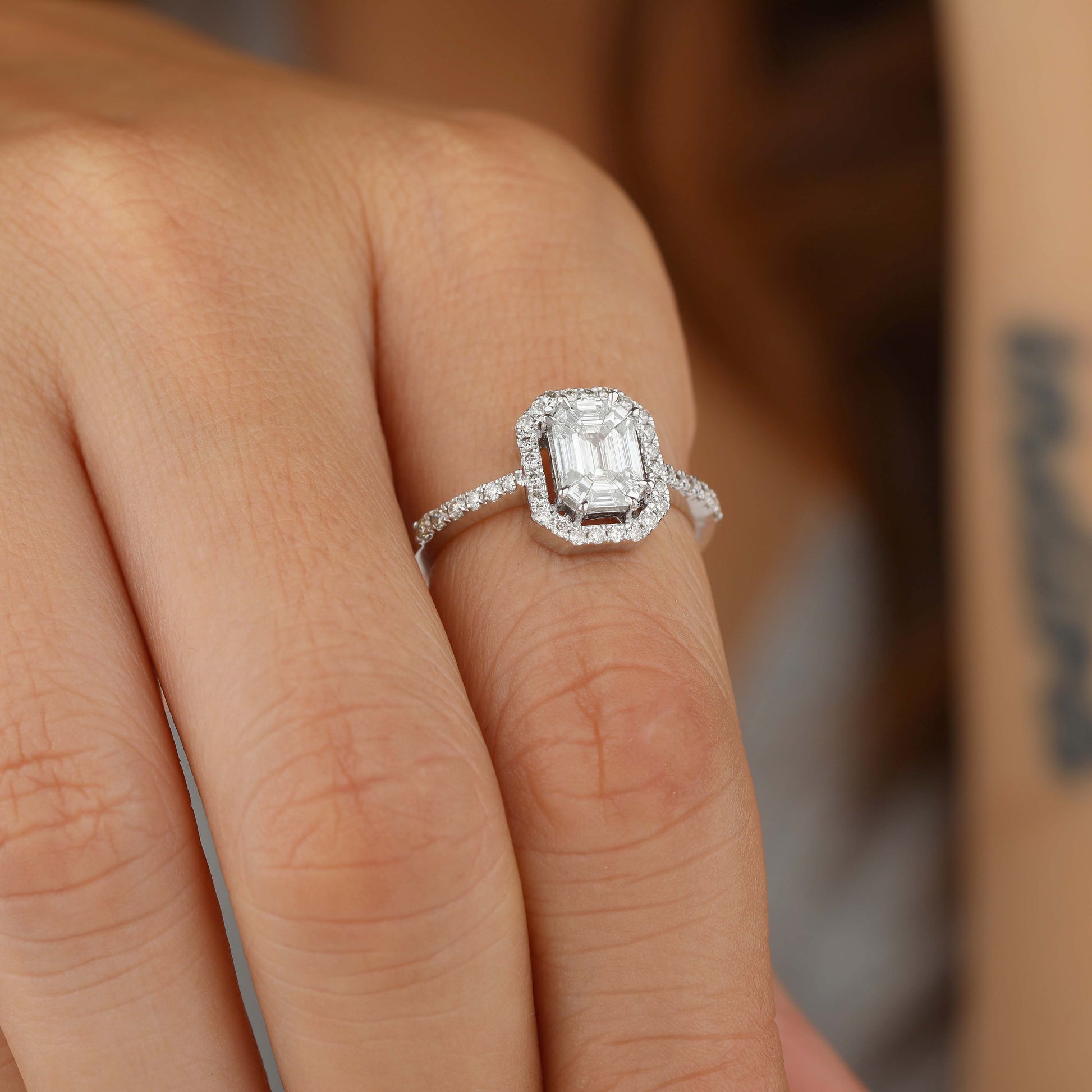 engagement ring in white gold