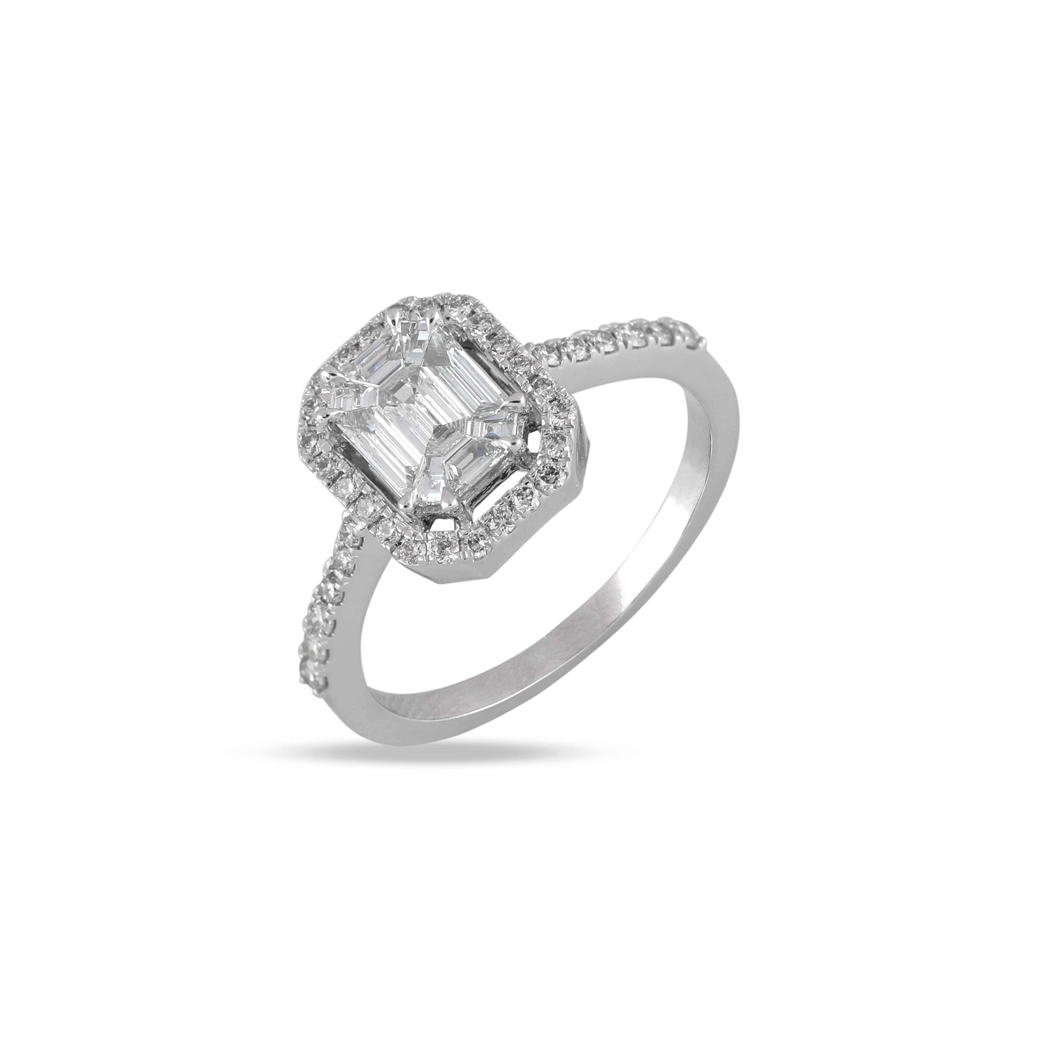 emerald cut halo engagement ring PNG image