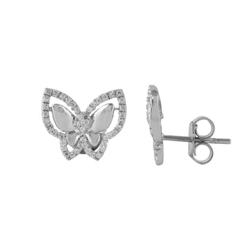 Lab-Created Pave Set Diamond Butterfly Stud Earrings