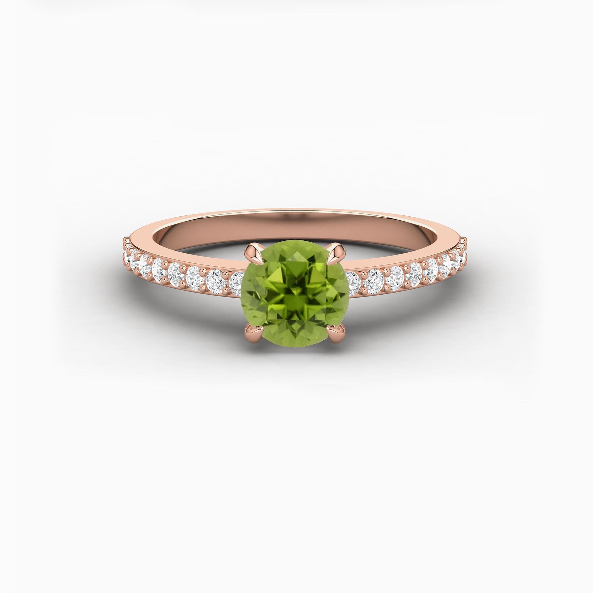 peridot rose gold gemstone ring