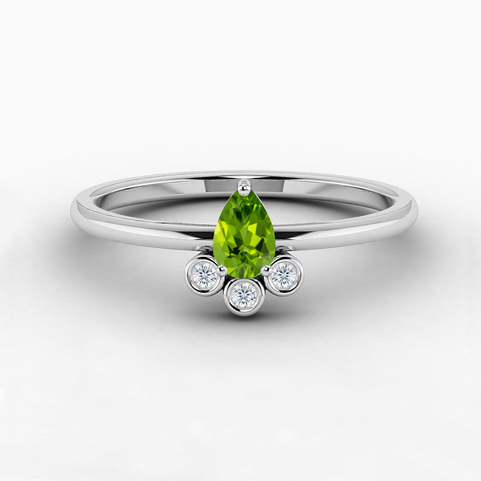 white gold peridot solitaire engagement ring