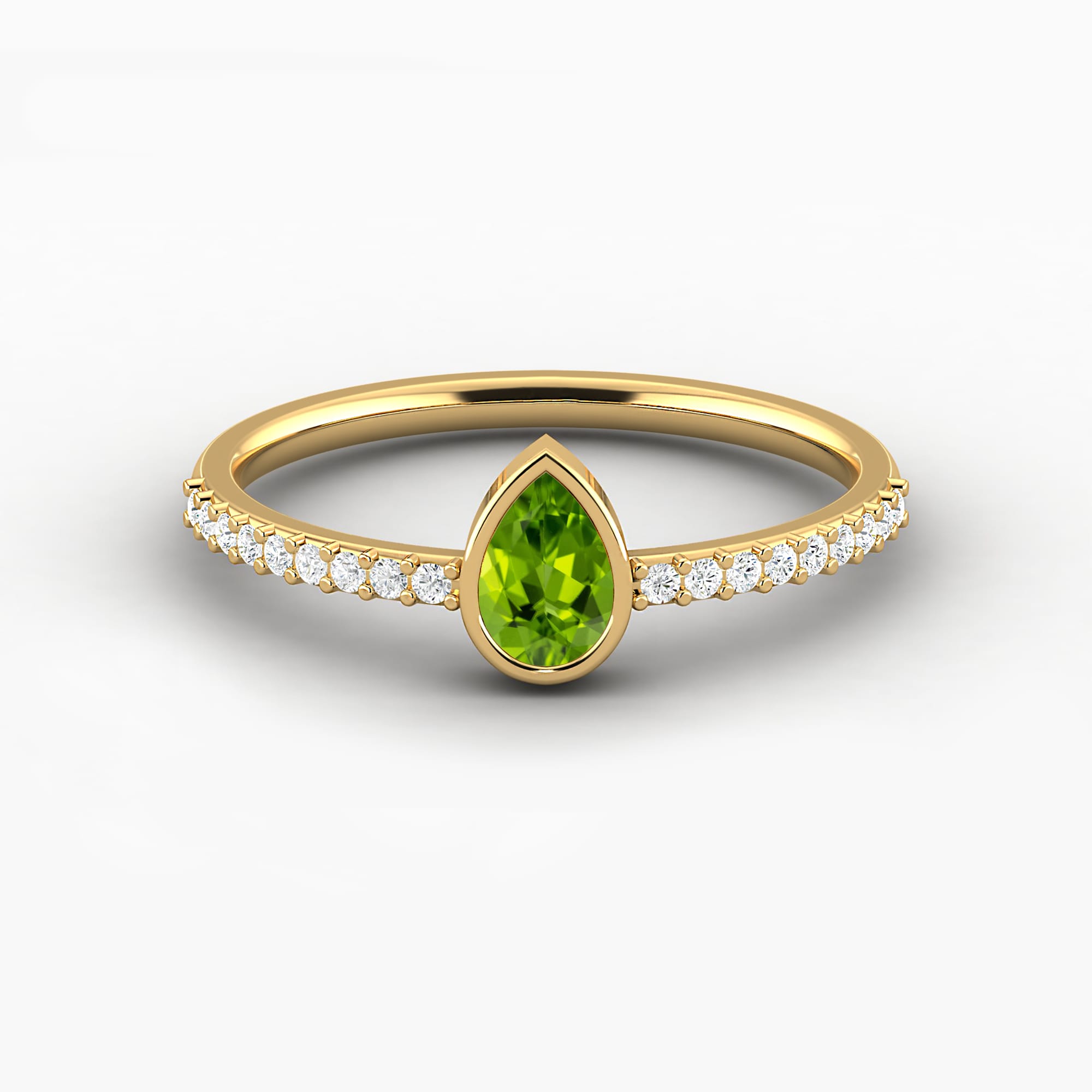 peridot gemstone Pave Engagement Ring
