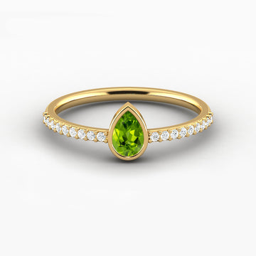 peridot gemstone Pave Engagement Ring