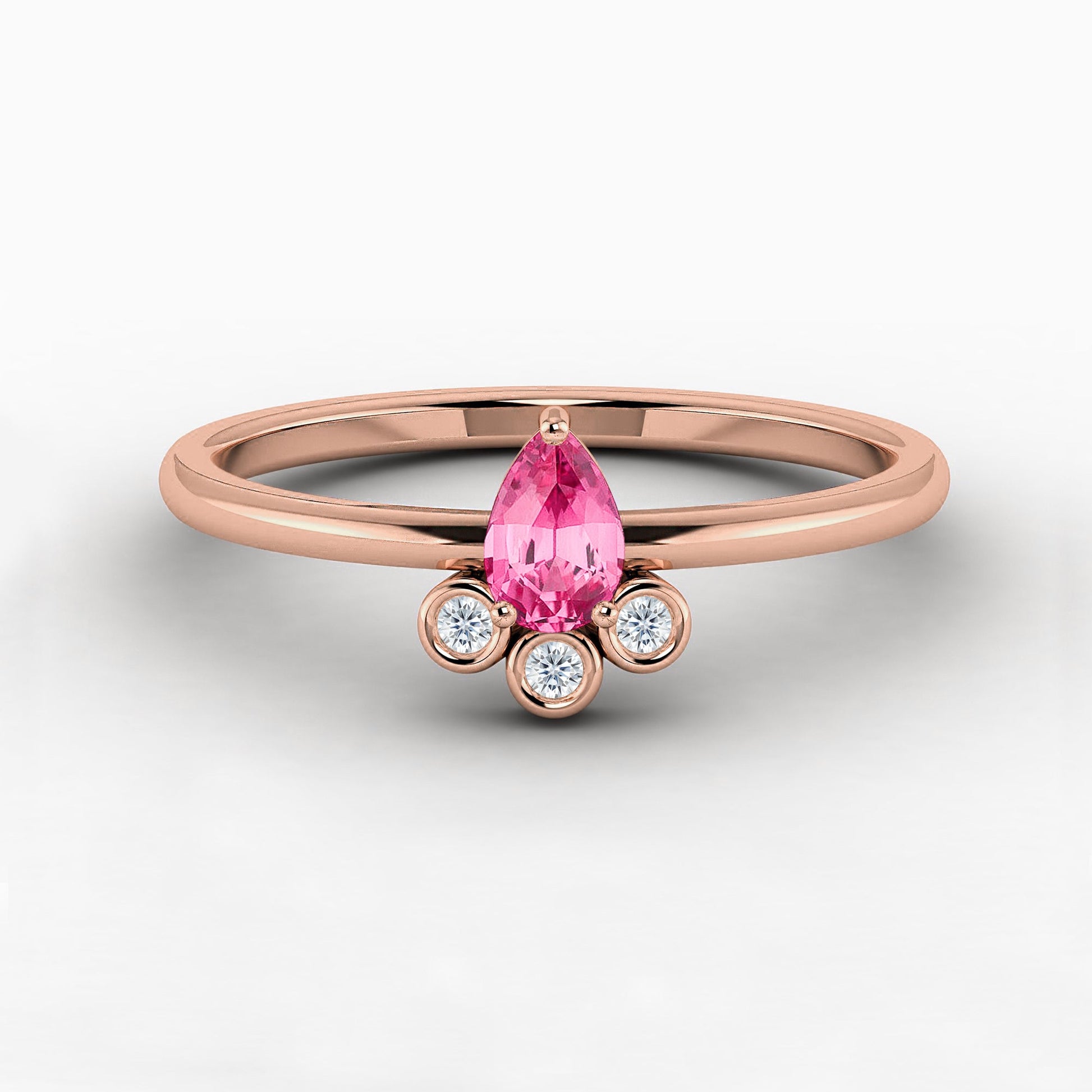 pink tourmaline  Pear Cut Engagement Ring