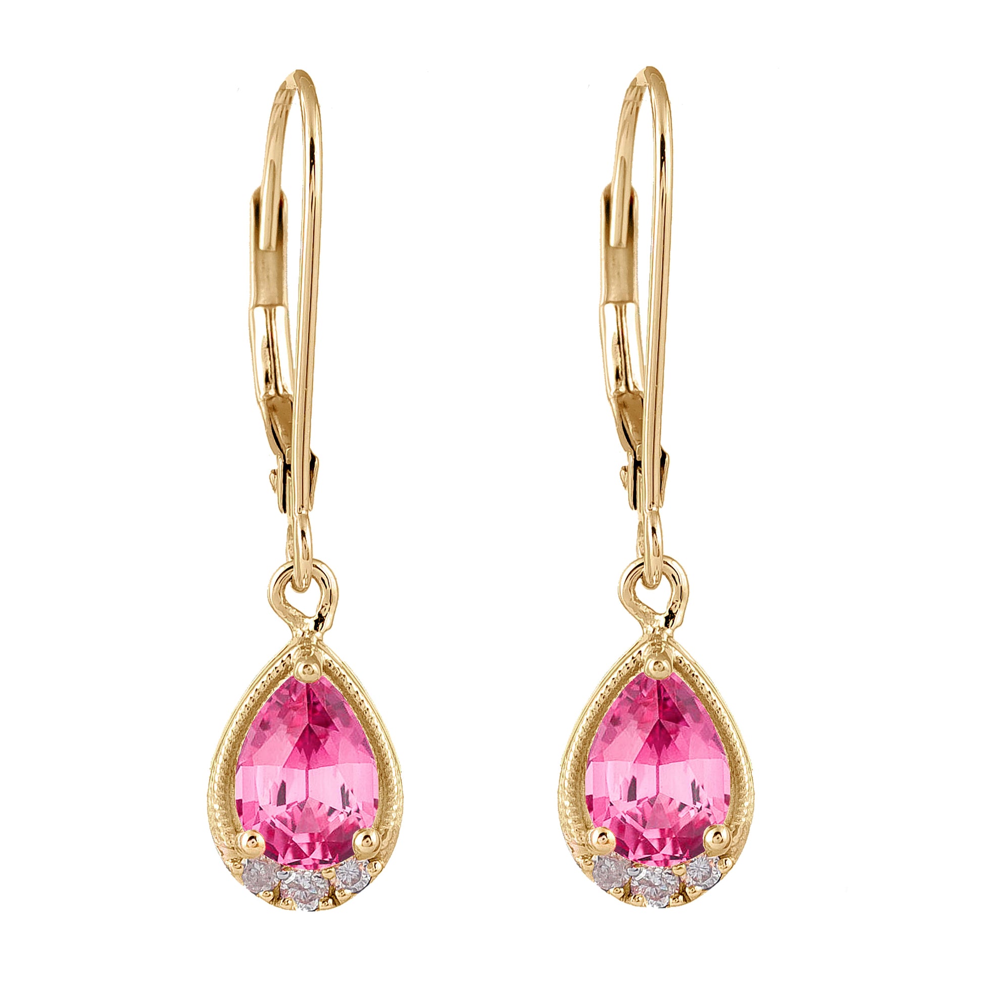 Shimmering Pink Tourmaline and Diamond Earrings