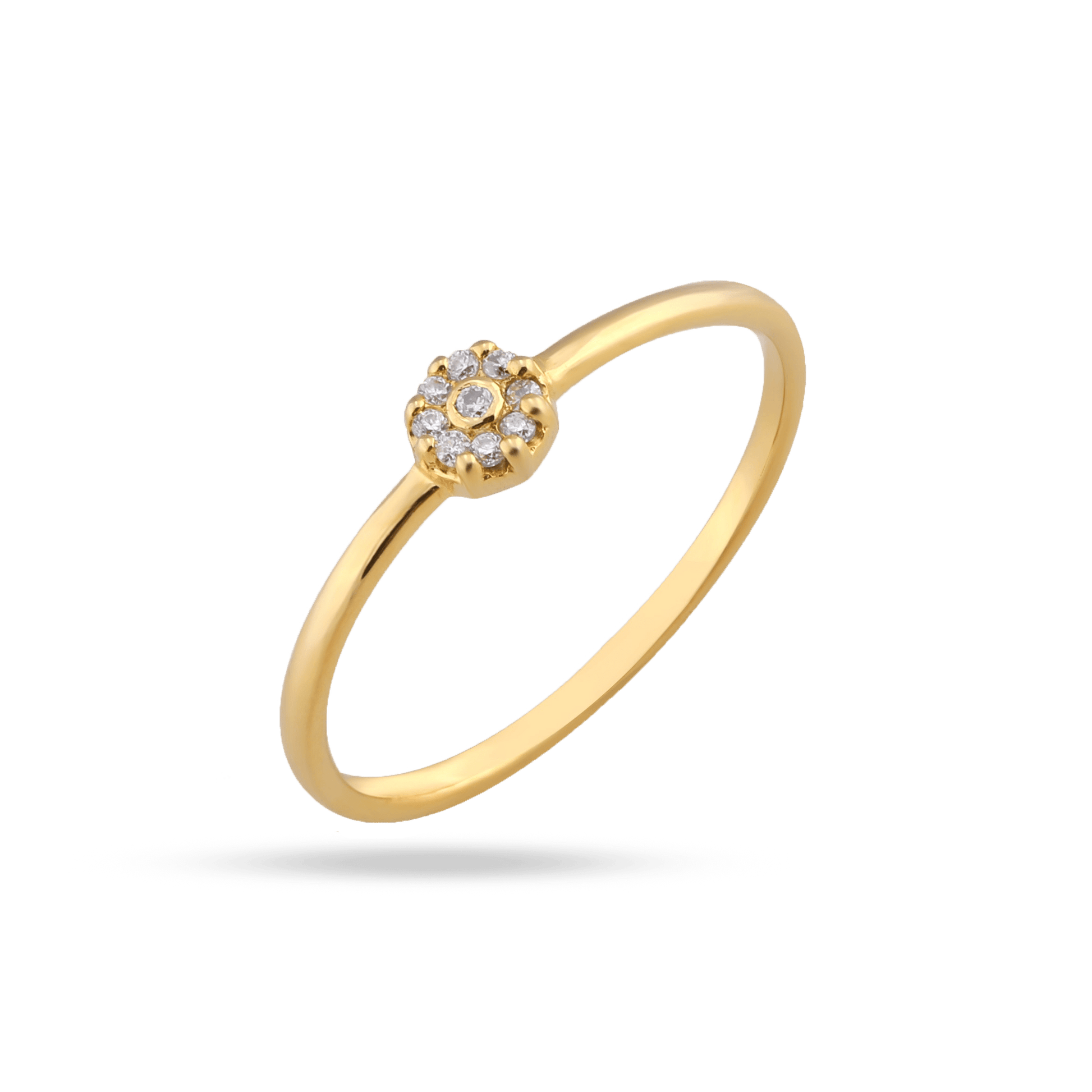 yellow gold petite cluster diamond ring
