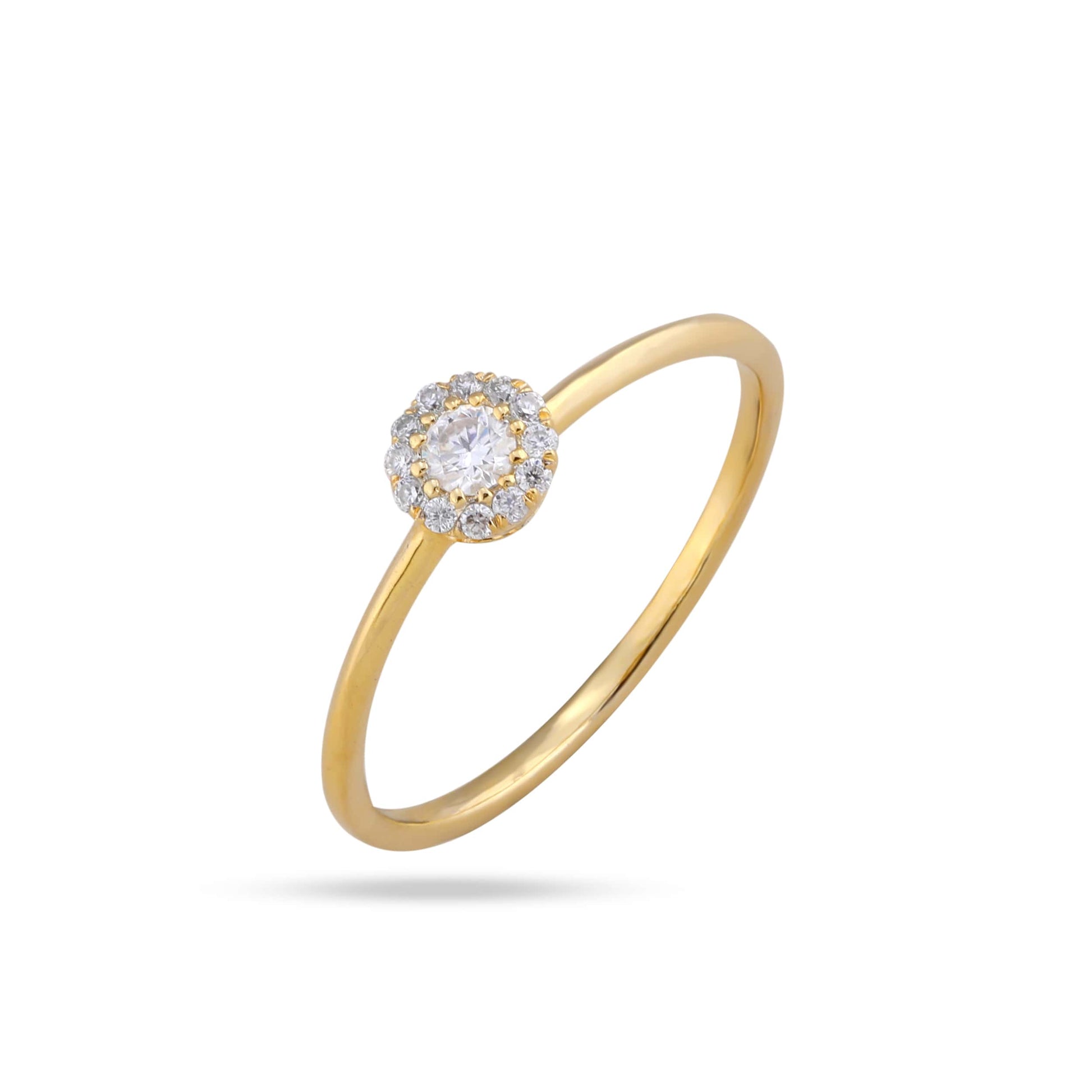 Yellow Gold Round Diamond Halo Ring