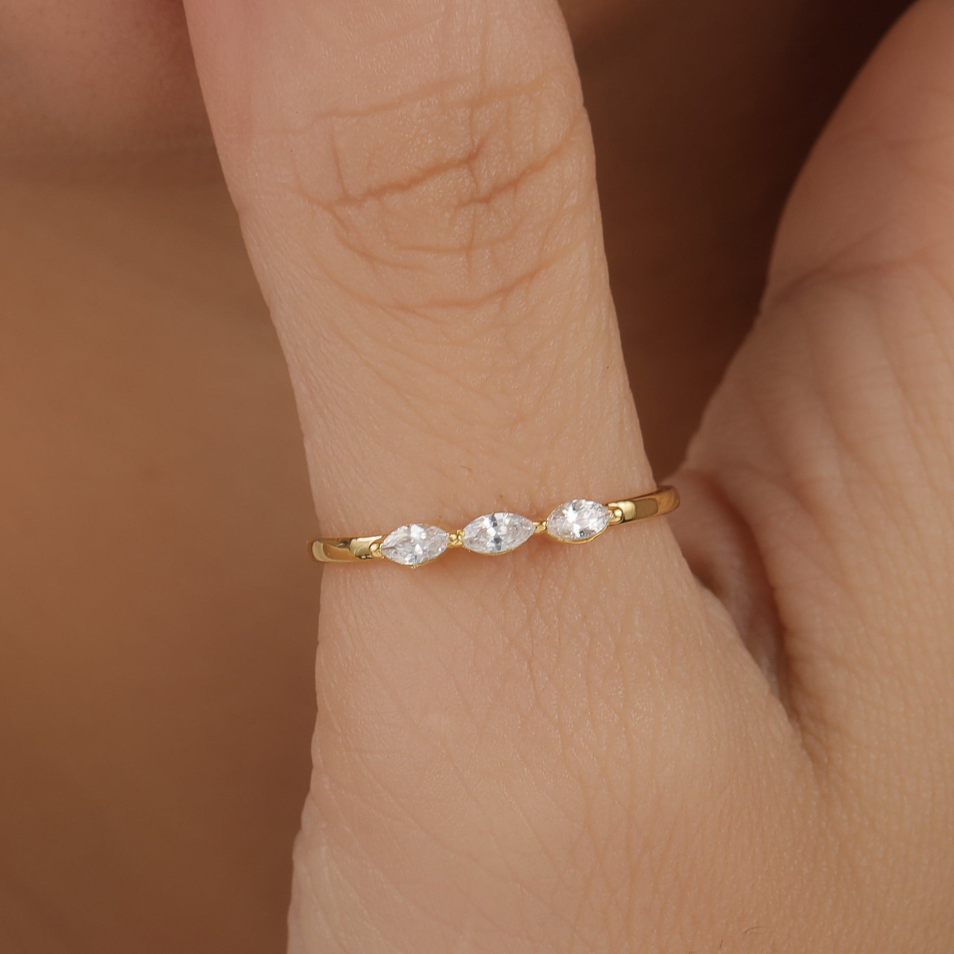 Sideways marquise diamond ring