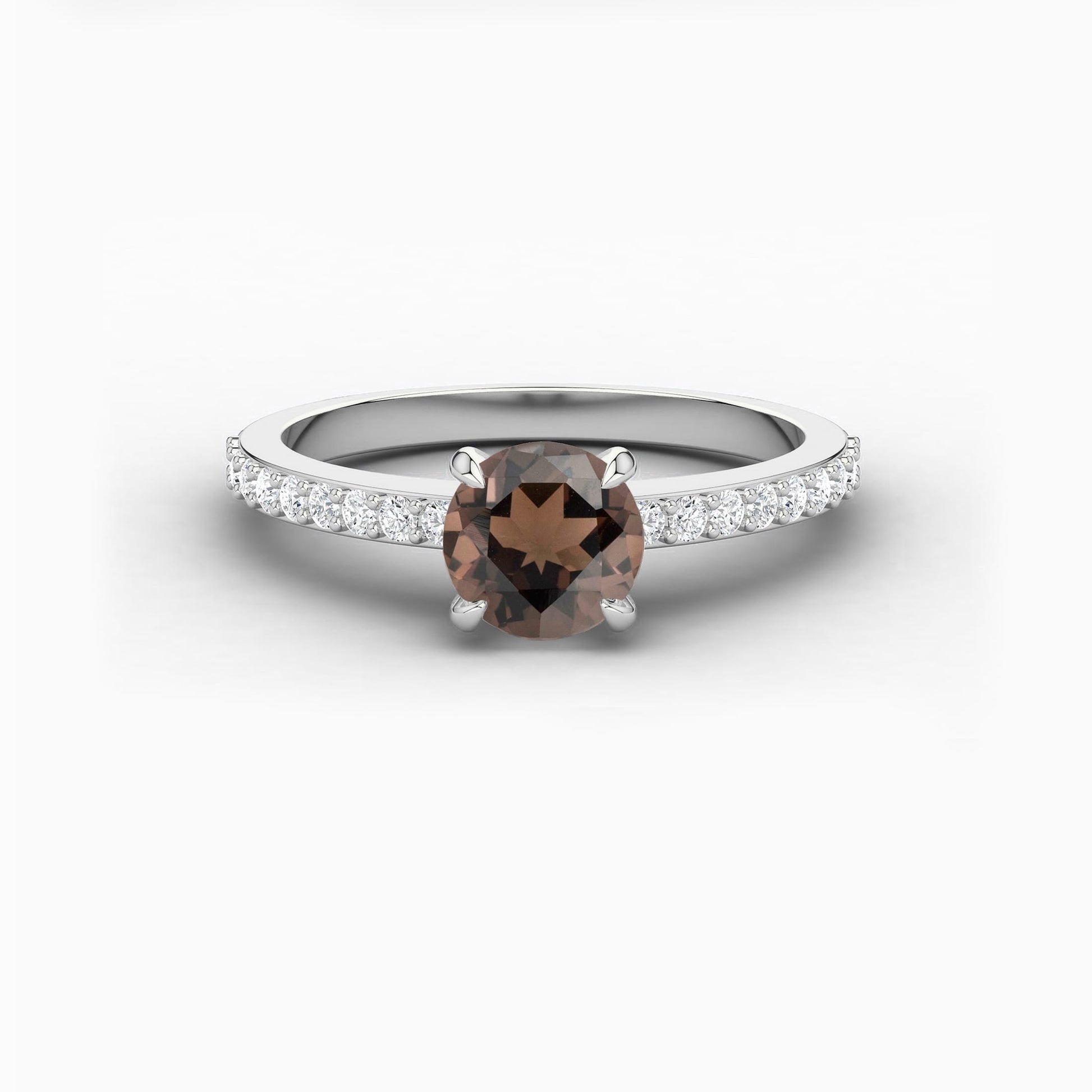 smoky quarts solitaire ring
