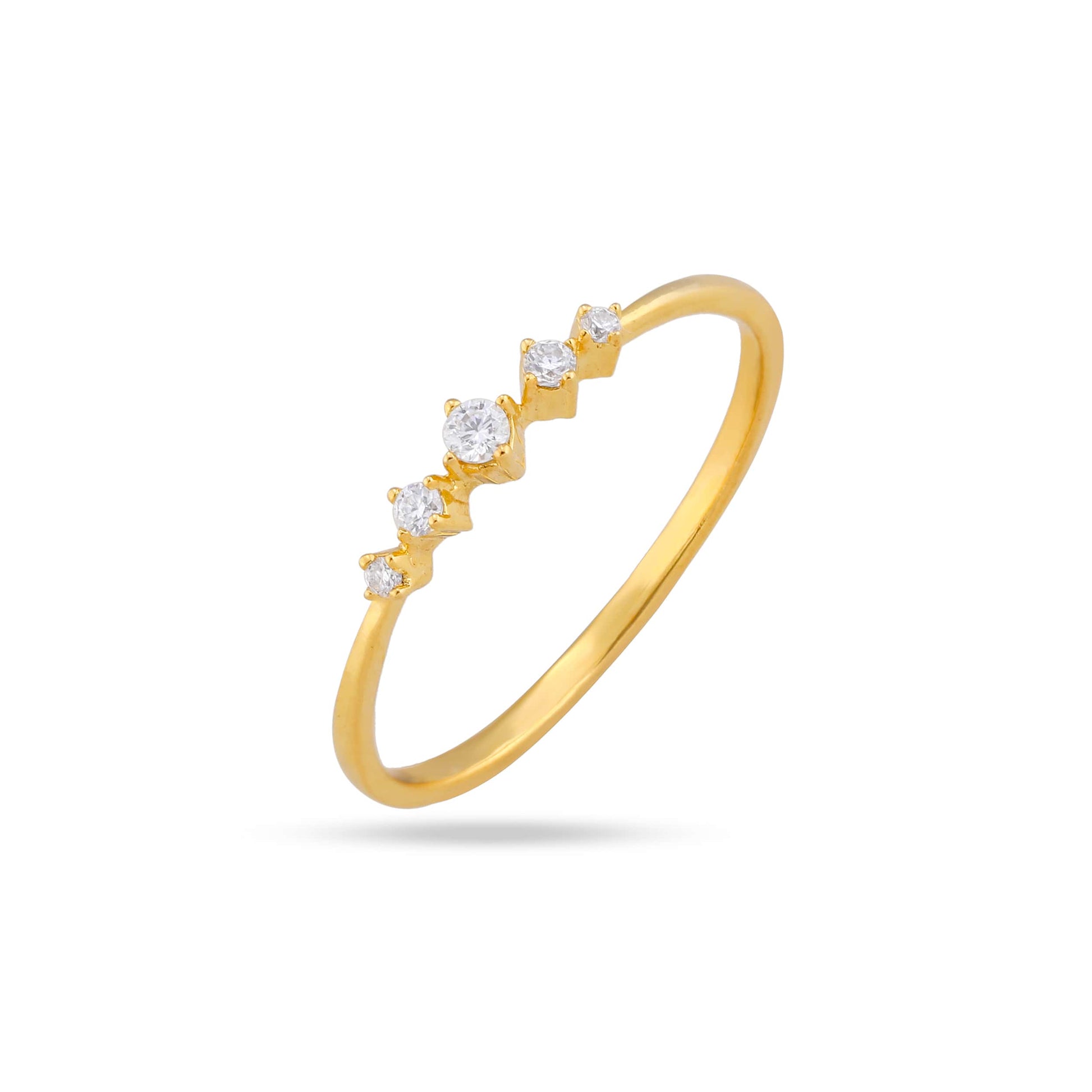 Delicate 14K Gold Moissanite Ring in yellow gold