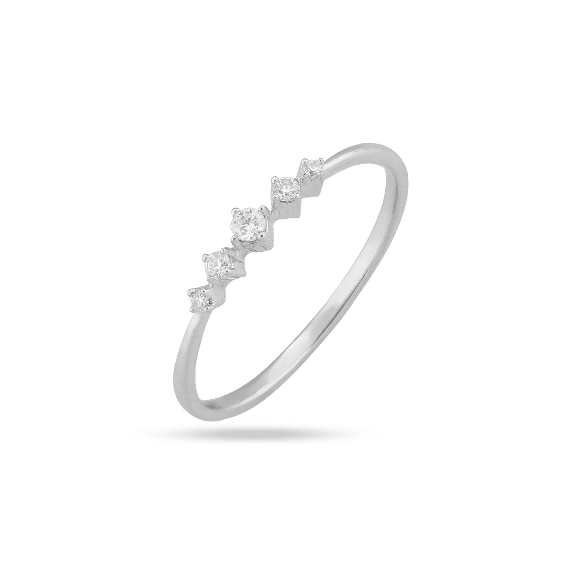 Elegant 5 Diamond Ring in white gold