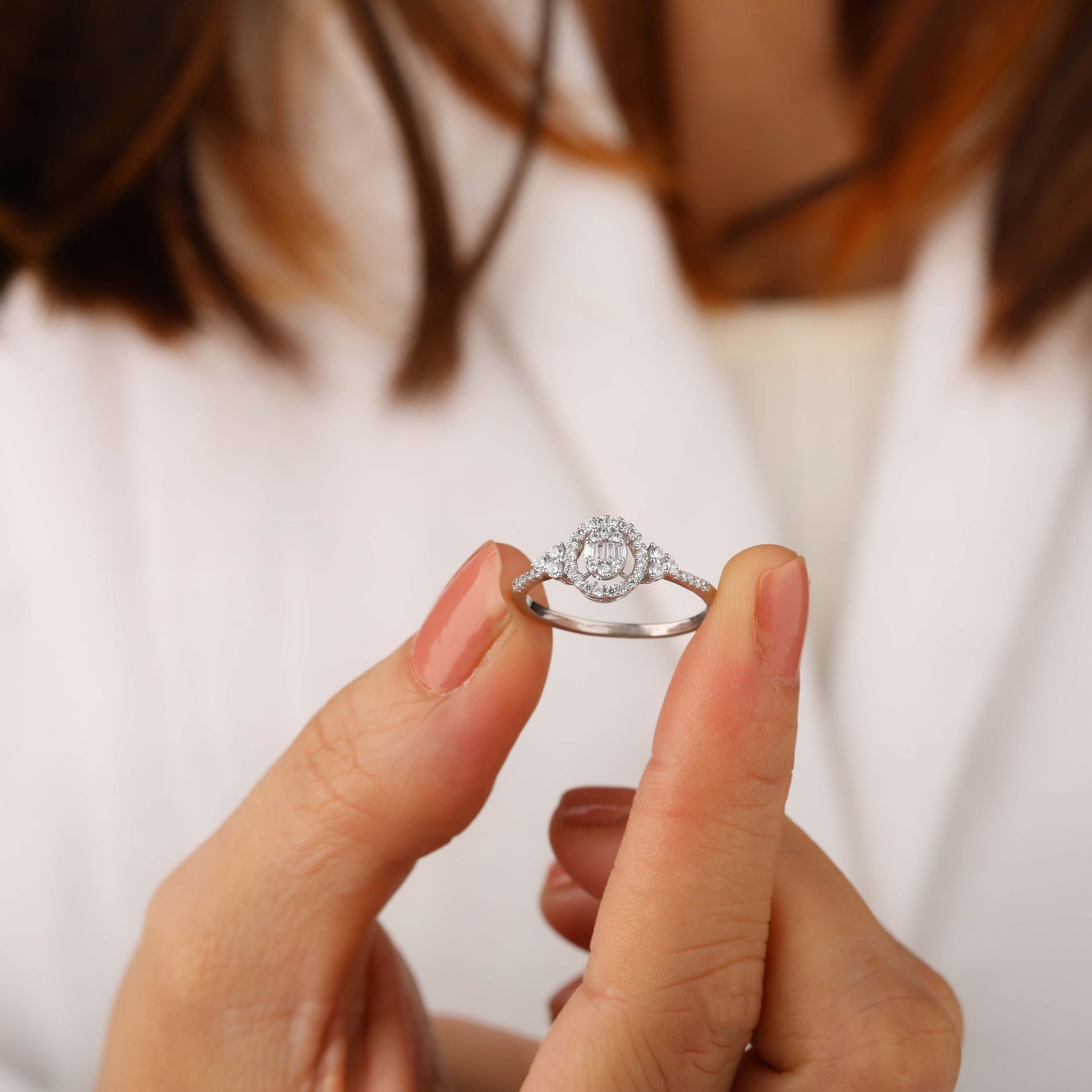 Baguette Cluster Diamond Promise Ring
