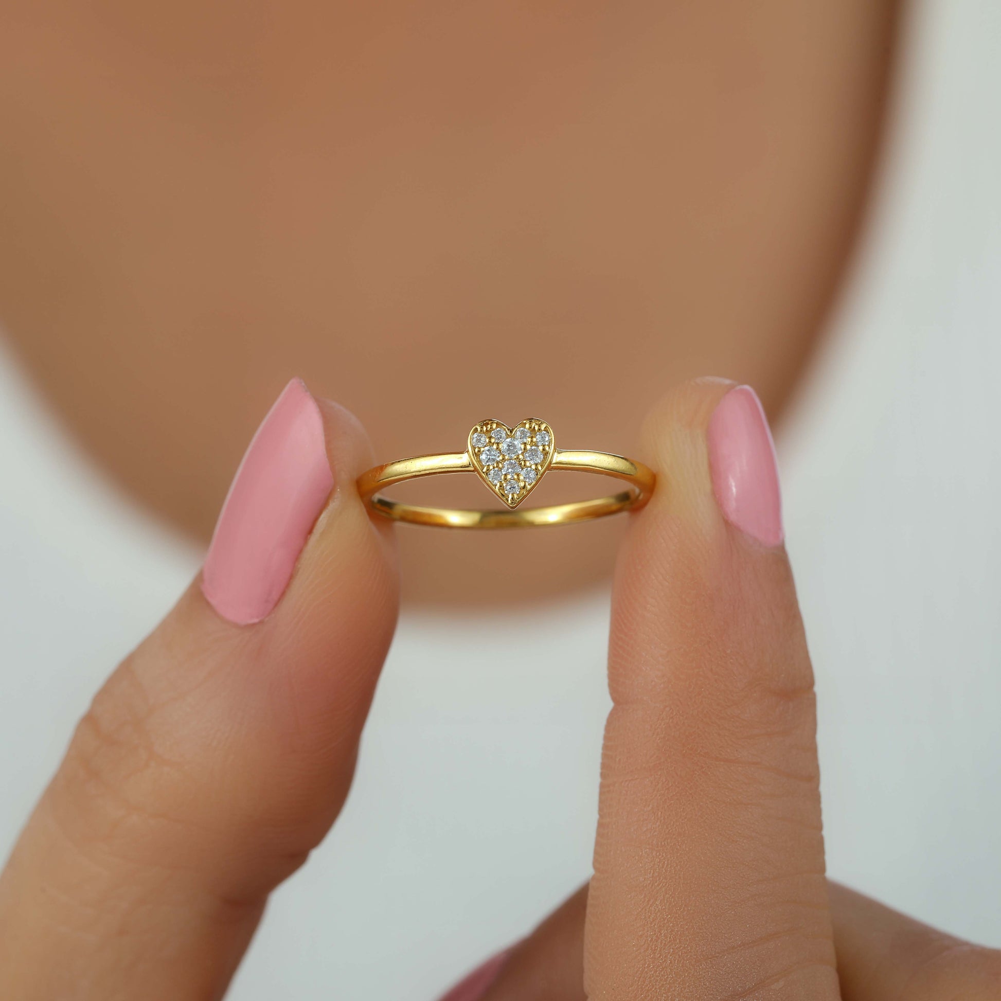 Micro Pave Heart Shape Diamond Ring