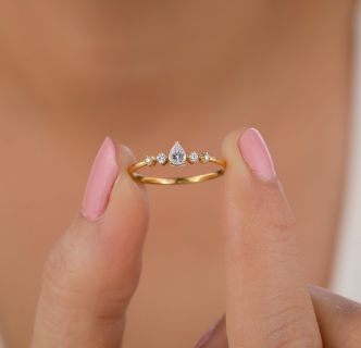 Pear Shaped Cluster Moissanite Wedding Ring