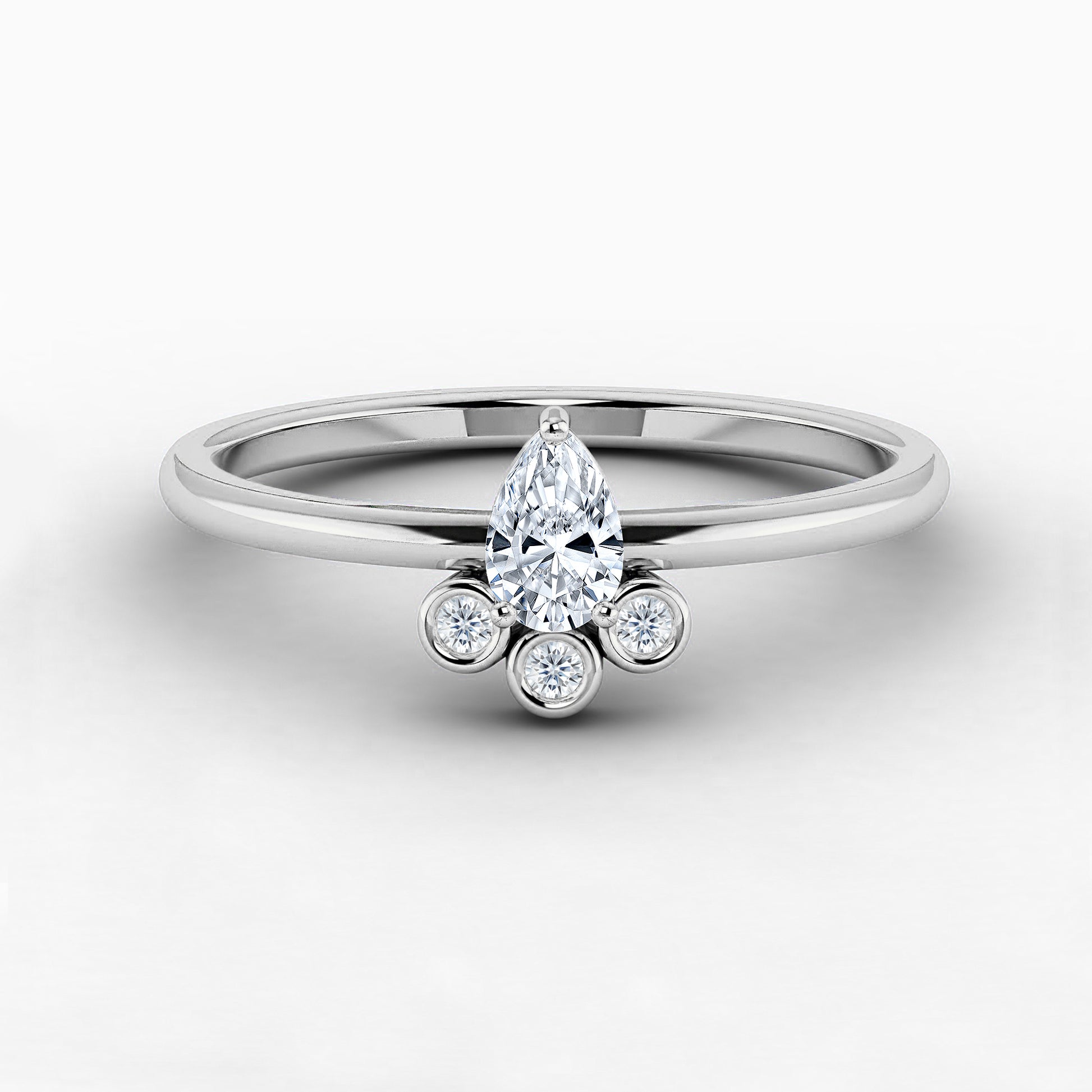 White Gold Pear Shape Solitaire Ring