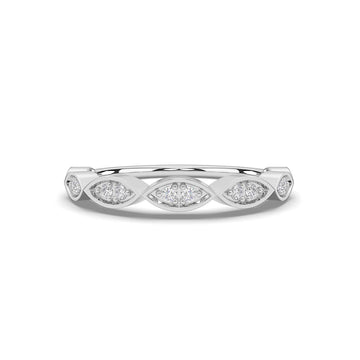 Marquise Shaped Floating Round Diamond Stackable Rings