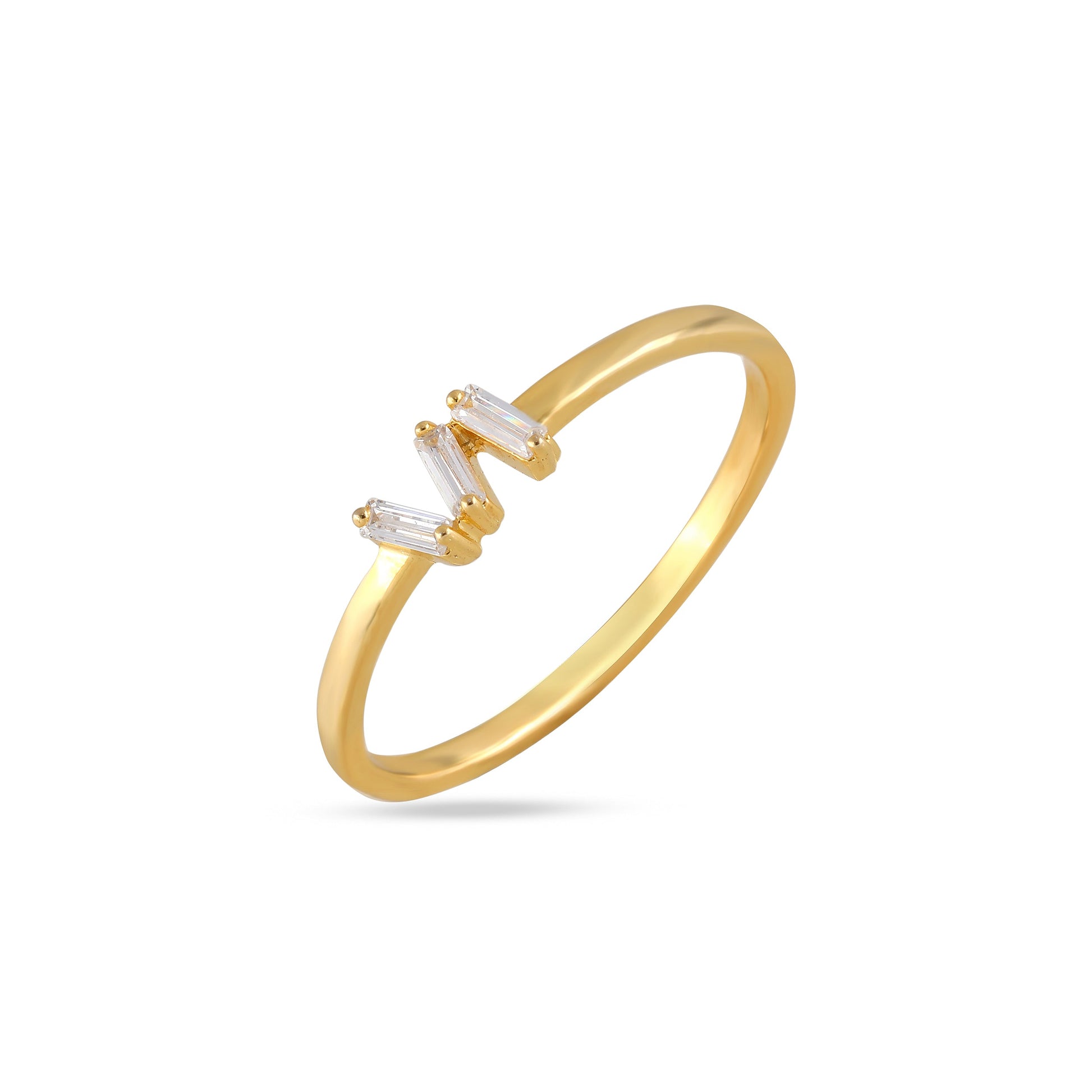 yellow gold Scattered Moissanite Baguette Stacking Ring