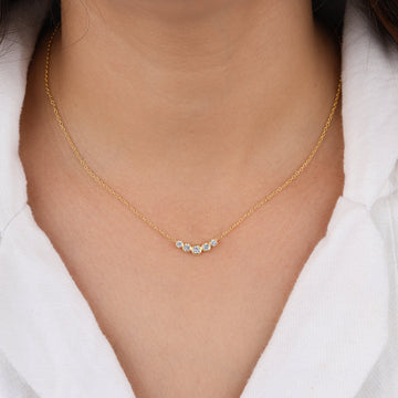 Floating Lab Grown Diamond Curved Bar Pendant Necklace