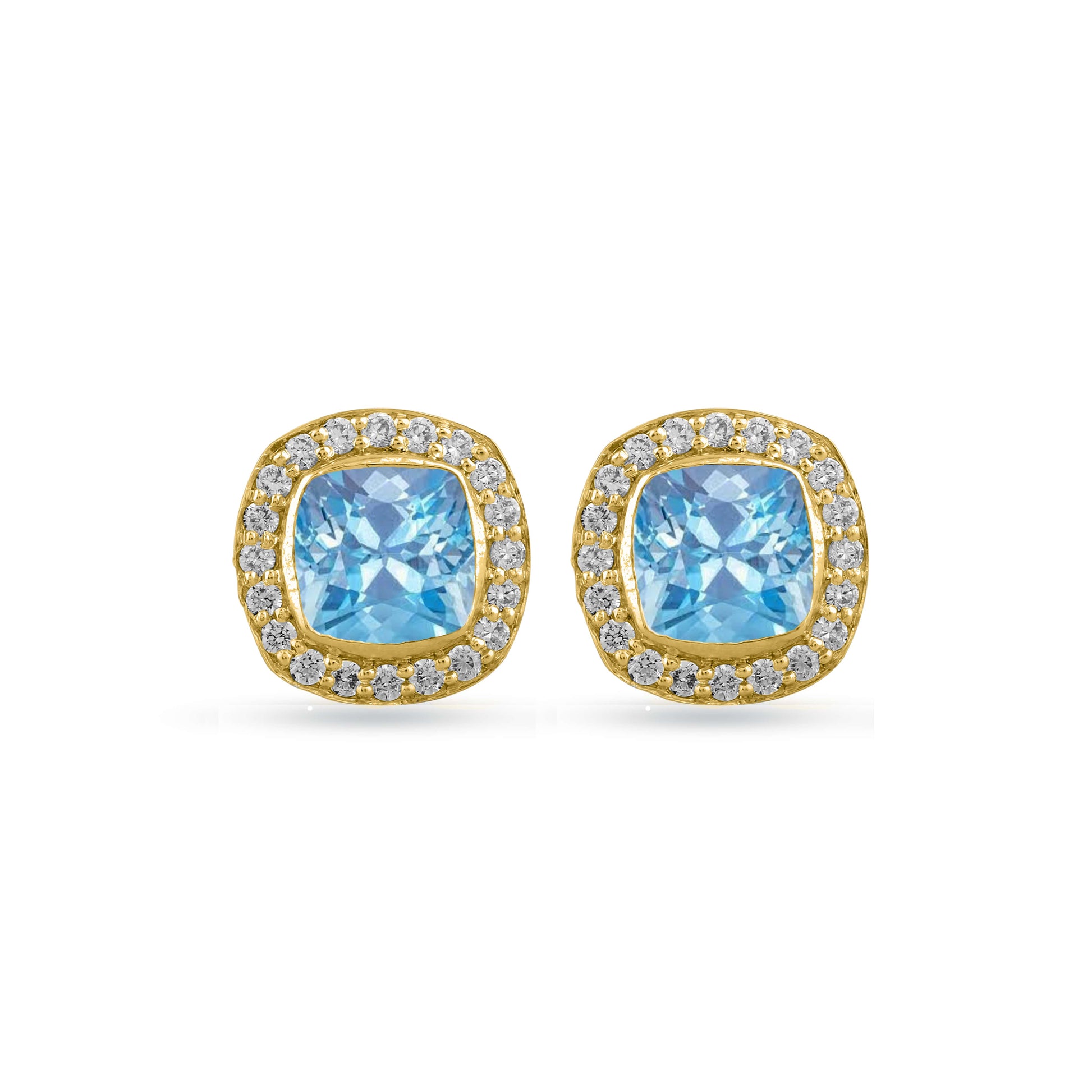 aquamarine gemstone Halo earring in rose gold