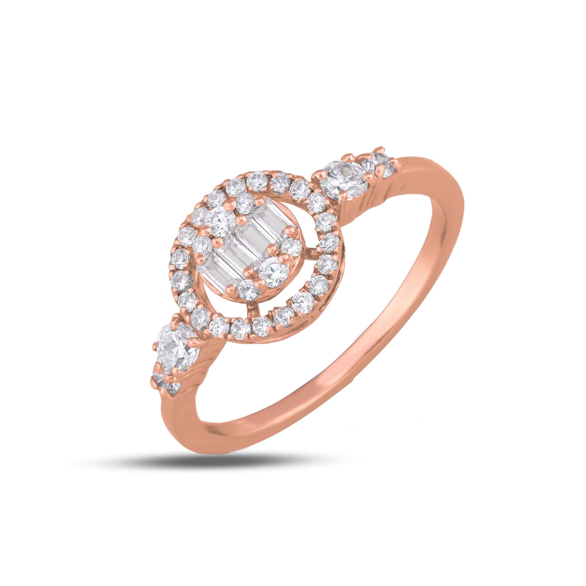 rose gold moissanite wedding ring