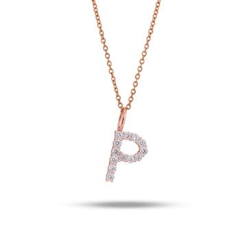 Round Cut Lab Created Diamond Initial Letter Pendent