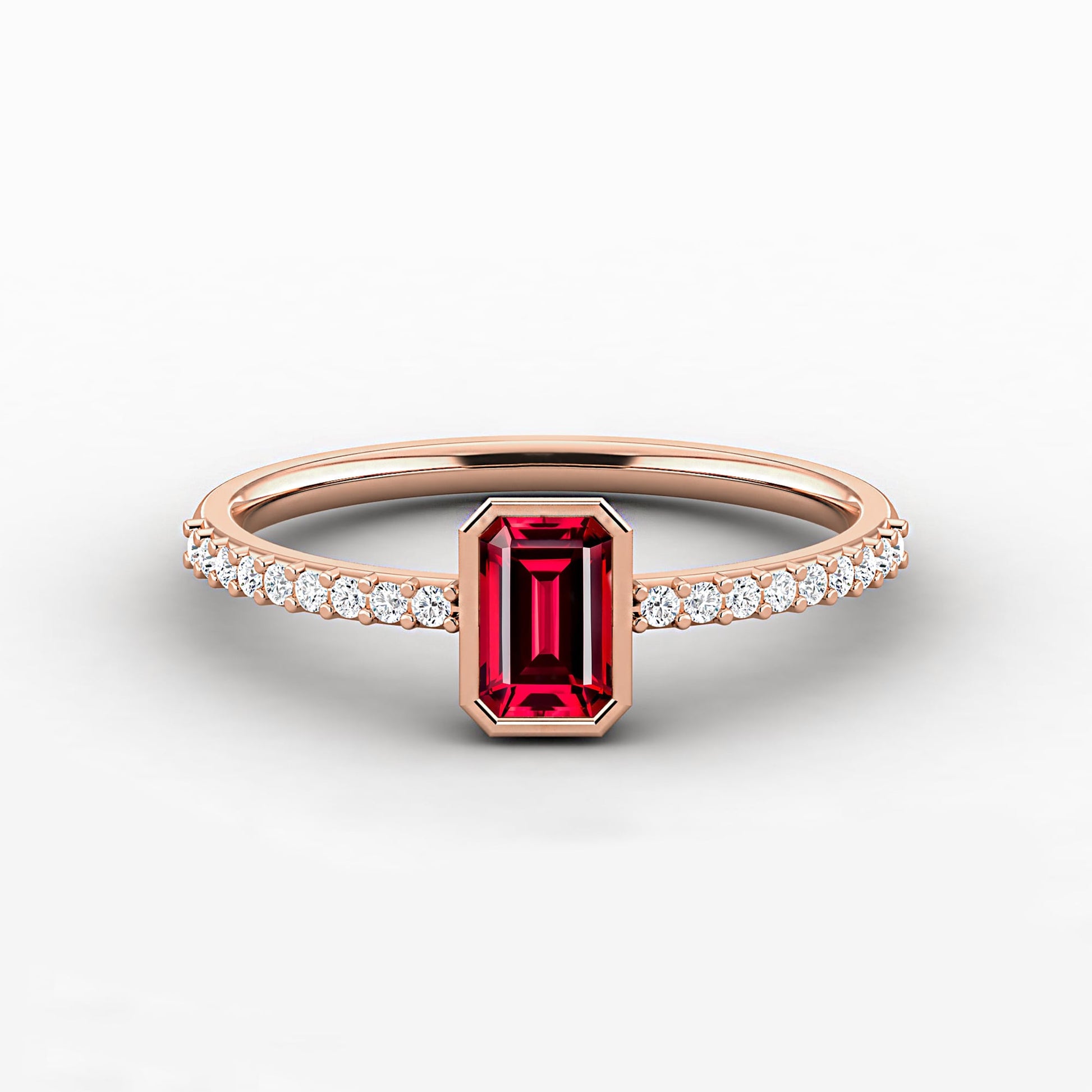 Rose Gold Ruby Emerald Ring