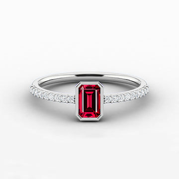 White Gold Ruby Emerald Ring