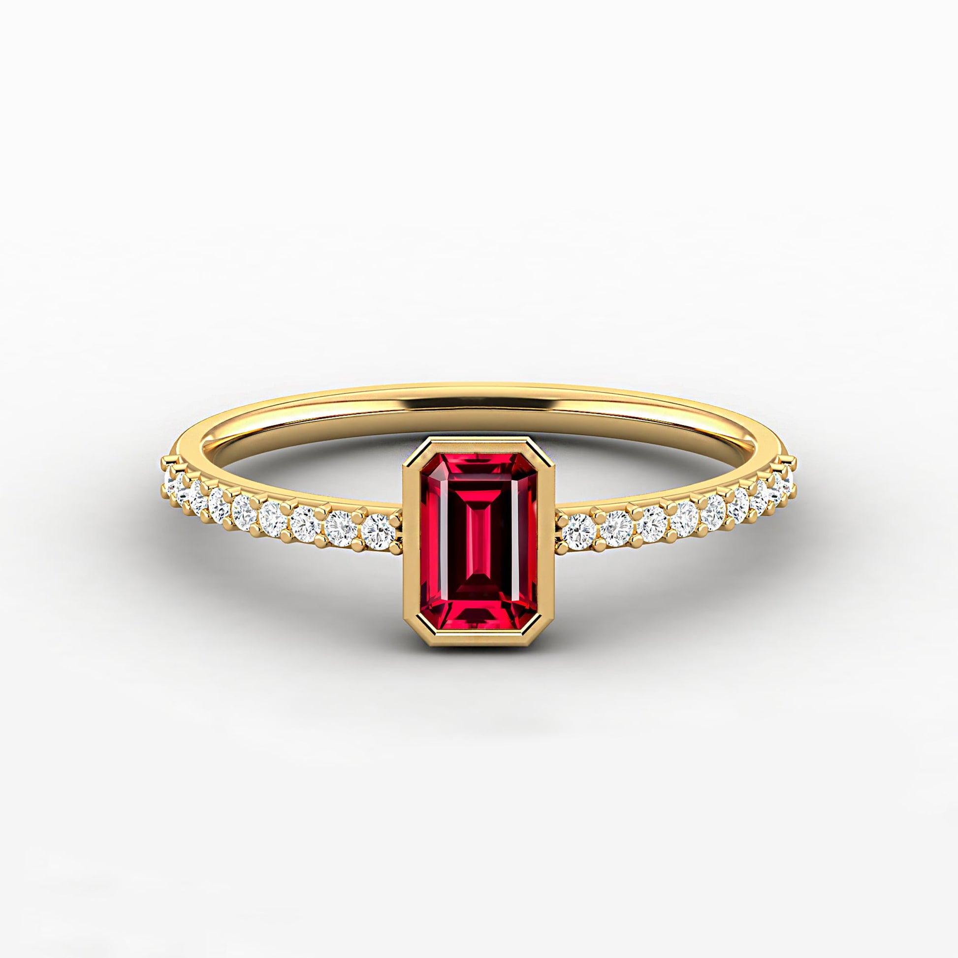 Yellow Gold Ruby Emerald Ring