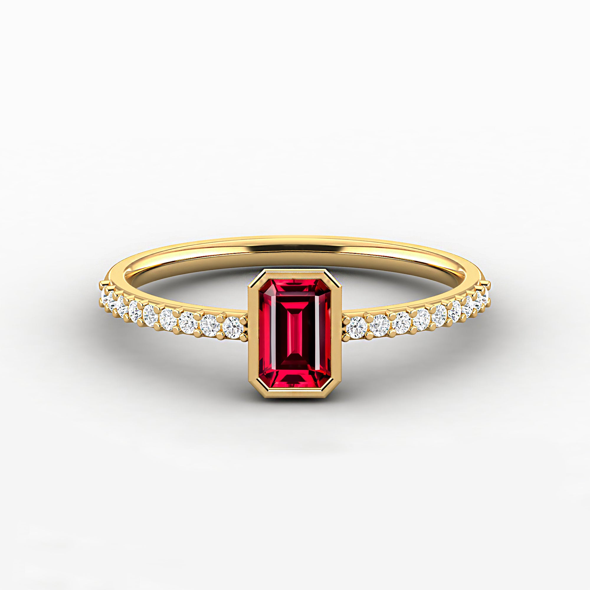 ruby gemstone emerald shape ring