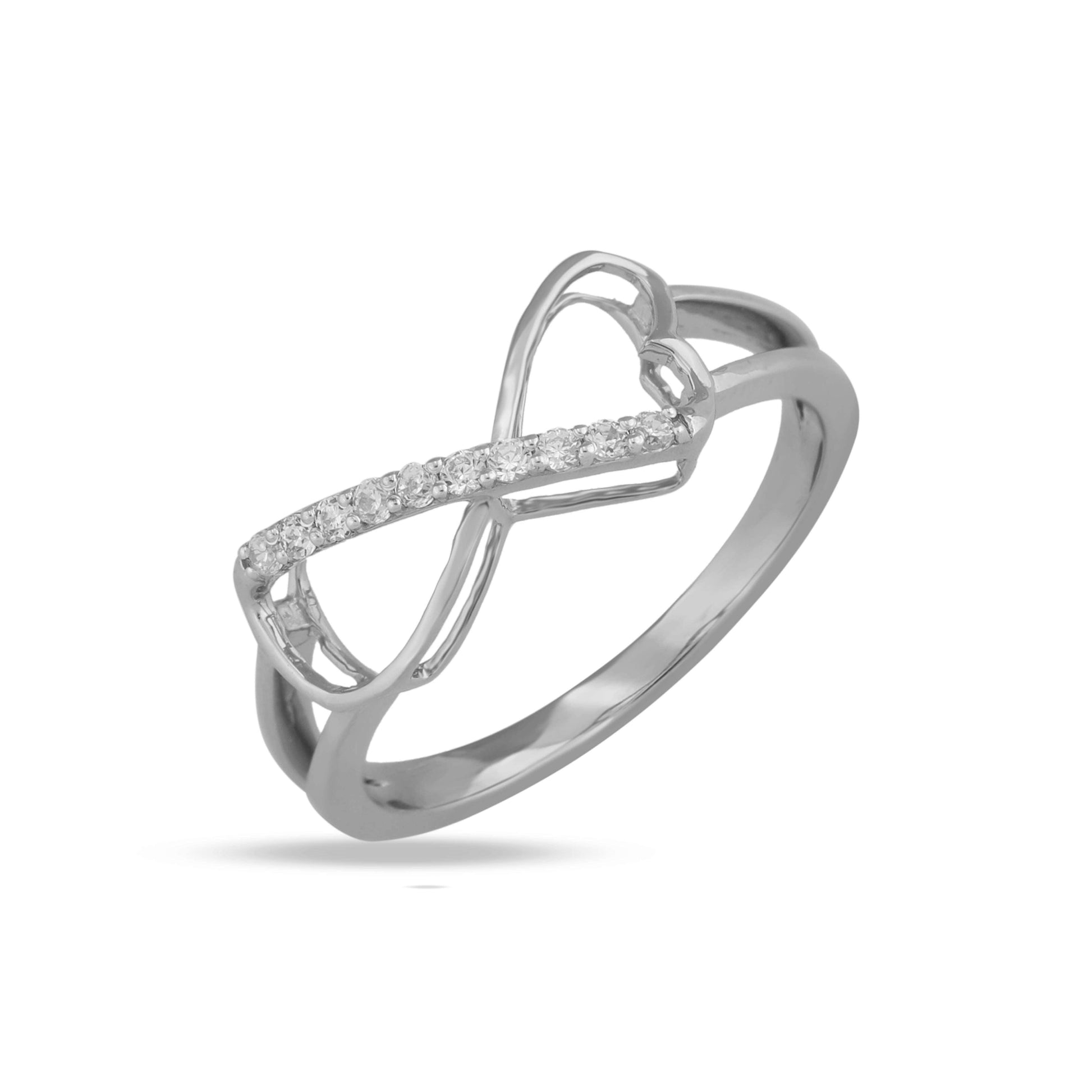 Diamond infinity ring in white gold