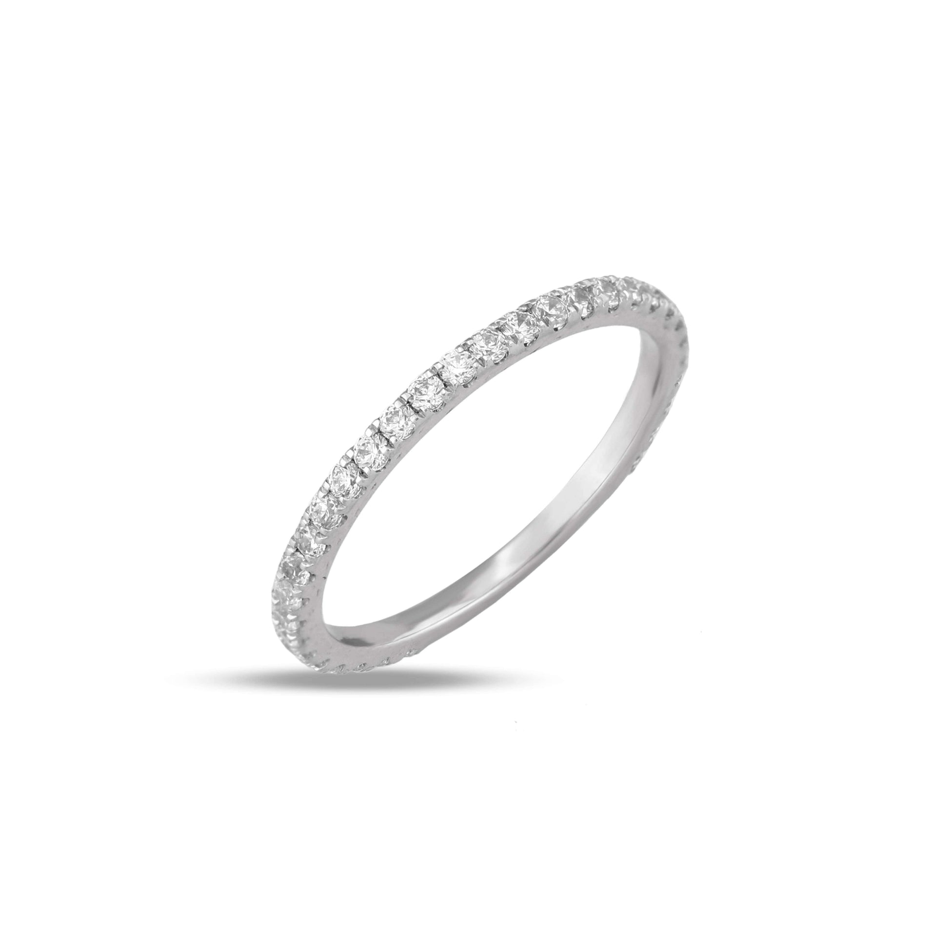 moissanite stackable rings in white gold