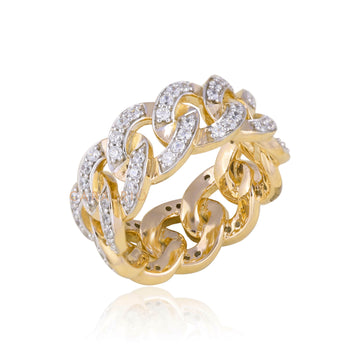 Cuban link Wedding Band in 14k Solid Gold