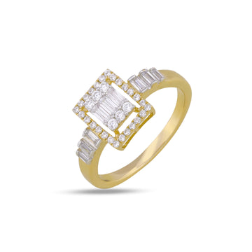 Yellow gold square halo ring
