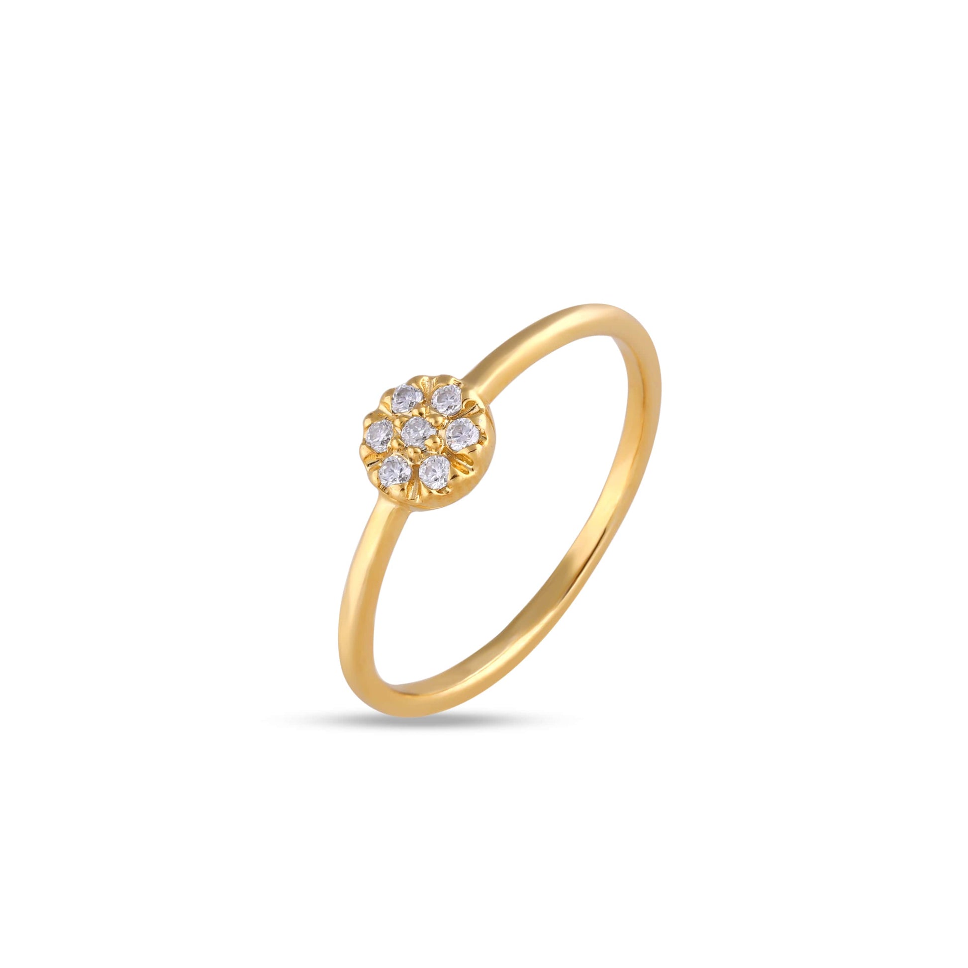 Moissanite cluster ring in yellow gold