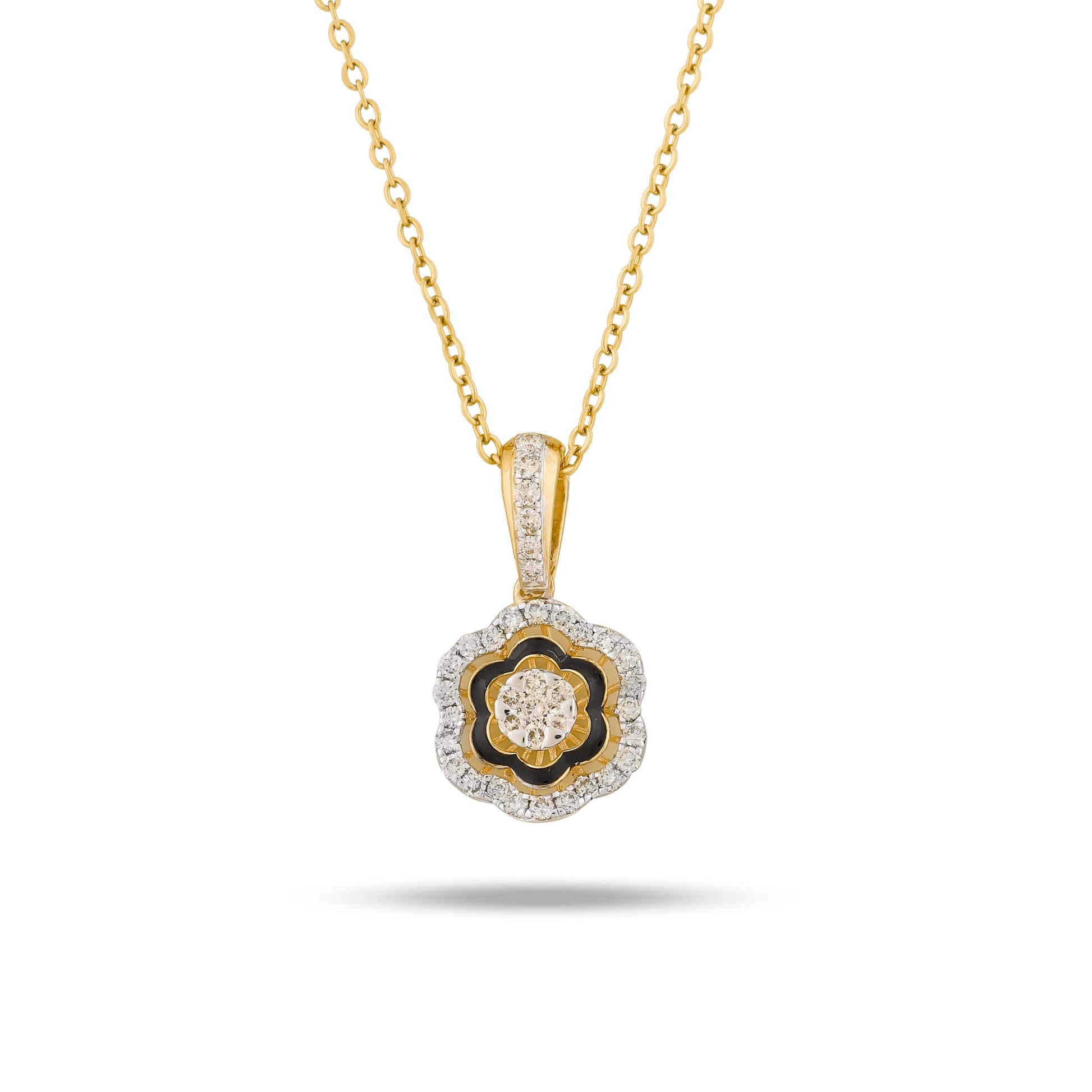 Floral Diamond Pendant in yellow gold