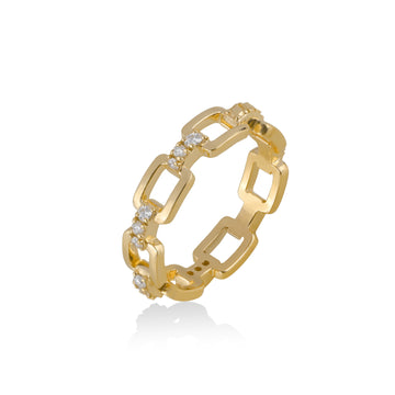 14k Solid Gold Diamond Gallery Open Link Ring