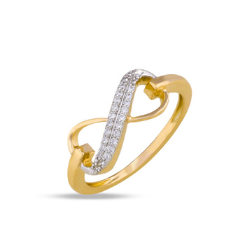 14k Solid Gold Infinity Ring with Diamond Accents